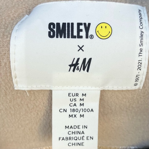 H&M Fleece Smiley Vest Full Zip Pockets Sleeveless Outdoor Casual‎ Beige M - Picture 2 of 9